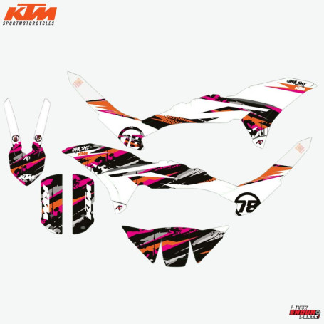 Kit déco KTM 890 SMT noir/rose/blanc